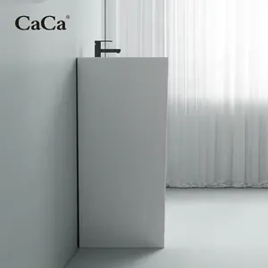 CaCa Ceramic Basin 1 Piece Rectangular Pedestal Hand Wash Basin Pedestal Sink With For Bathroom