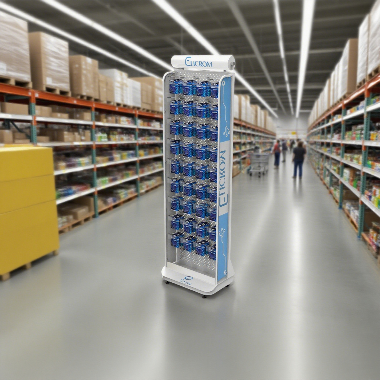 Apache Custom Metal Floor Battery Display Stand for Supermarket Retail Store Pegboard Hook Rack Lightbox Header Wholesale OEMODM — view 5