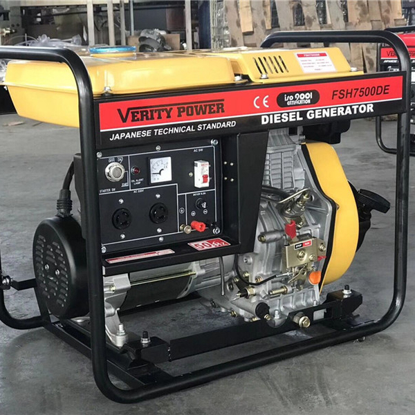 Portable Air Cooled Silent Diesel Engine Generator 6KW 220V Single Phase with Electric Start