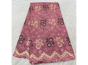 Tissu en dentelle <span class=keywords><strong>suisse</strong></span> de voile de coton sec autrichien de qualité supérieure, couleur bleu, avec pierres, tissu en dentelle nigériane pour la couture - Product Image 6