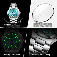 Reloj de Cuarzo Luminoso a Prueba de Agua de Acero Inoxidable Poedagar 834 para Hombre, Reloj Cronógrafo de Negocios para Hombre