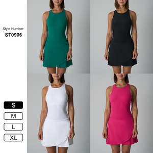 ST0906 rok tenis wanita, tanpa lengan leher Crew bernapas olahraga luar ruangan nyaman dengan saku Gym berlari rok tenis - Product Image 2