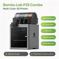 Imprimante 3D FDM haute vitesse, multi-couleurs, grand volume d'impression, contrôle à distance Wifi, imprimante de bureau Bambu Lab P2S Combo pour usage domestique
