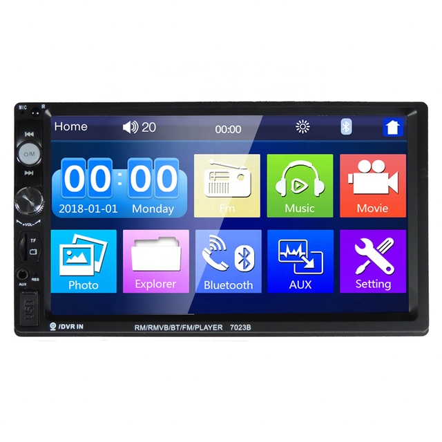 7023B 2 Din Car Multimedia Audio Player Stereo Radio 7 Inch Touch Screen HD MP5 Player Support BT FM Camera SD USB