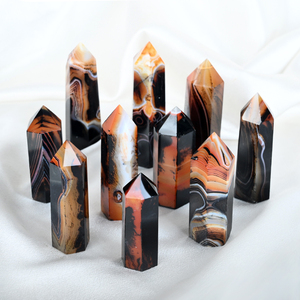Wholesale Natural Crystal Tower <b>Red</b> and Black Sardonyx Agate Point for Crystal Craft - Product Image 1