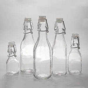 Botol kaca Flip Swing Top bir 500ml, botol air anggur botol kaca Swing Top dengan tutup kedap udara