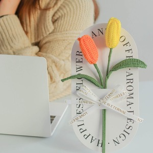 Flores de tulipán tejidas a mano con hilo, accesorios creativos para bodas, adornos hechos a mano, flores tejidas, regalos de San Valentín - Product Image 4