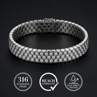 Nouveau bracelet tennis en acier inoxydable 316 avec zircone cubique 5A et motif nid d'abeille, style tendance, bijoux de luxe pour homme Xinyashang