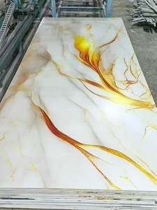 Tấm ốp tường giả đá cẩm thạch cao cấp, bóng gương, màu vàng óng ánh, chống thấm, chống cháy, dùng cho phòng ăn, phòng khách, bán chạy - Product Image 5