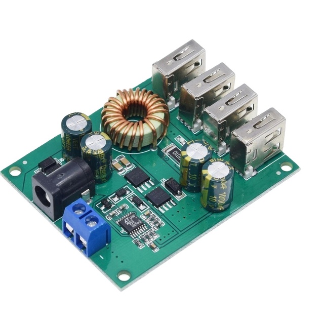 DC DC 7V-60V to 5V 5A 4 Four USB Output Buck Converter Board Step Down Power Supply Module Car Charger High Speed