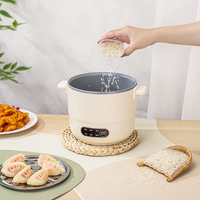 Cuisinière à riz électrique multifonctionnelle 3-en-1 LELESS 1,2 L avec contrôle numérique, arrêt automatique, cuve antiadhésive et tasse doseuse