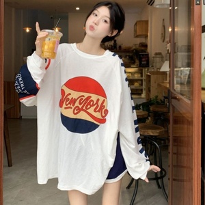 Camiseta Holgada de Manga Larga sin Cuello para Mujer, Estilo Harajuku, Moda Urbana, Verano, Personalizable, Envío Rápido - Product Image 3