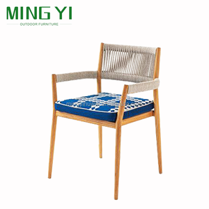 Toptan açık bahçe dışında tik ahşap mobilya Bistro sandalyeler halat dokuma istiflenebilir veranda yemek sandalyeleri restoran için - Product Image 5