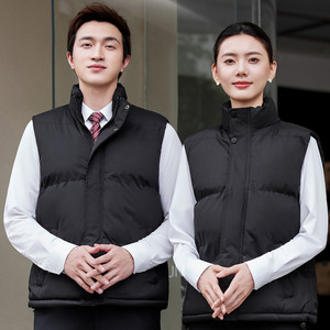 Chalecos de Algodón Personalizados para Otoño e Invierno con Impresión de Logotipo, Ropa de Trabajo Profesional, Chalecos Ejecutivos de Poliéster de Color Negro Sólido - Product Image 4