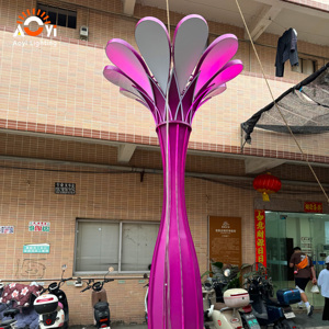 Lampe de sculpture LED à changement de couleur RVB en forme de fleur géante pour l'aménagement paysager extérieur, parc, jardin - Product Image 3