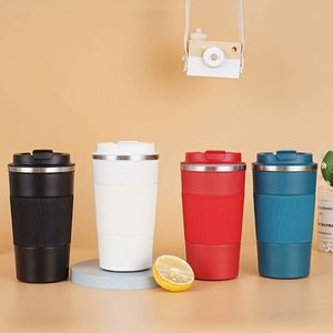 Gobelet isotherme en acier inoxydable 12oz 17oz, tasse de bureau à double paroi isolée, avec couvercle, réutilisable pour boissons chaudes/froides, maintien thermique 12-24h - Product Image 1