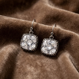 Lote de pendientes colgantes cuadrados de cristal vintage personalizados, joyería hipoalergénica de plata antigua, regalo para mujeres - Product Image 3