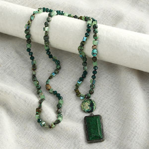 Moda occidental mujer joyería Bohemia 6mm piedra Natural cristal hecho a mano collar geométrico piedra colgante collar - Product Image 3