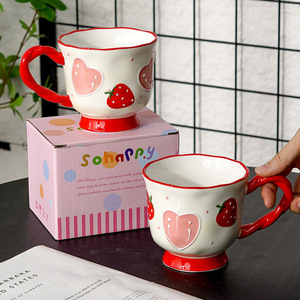 Wholesale Underglaze Painted Relief Ceramic <b>Cups</b> Home and Office Mugs Cute Hand-painted Highball <b>Cups</b> - Product Image 1