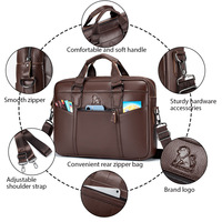Porte-documents en cuir véritable tendance pour hommes, sac à main pour ordinateur portable de 15 pouces, sac de travail élégant et durable