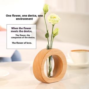 Creative Home Semplice Stile Pastorale Vaso in Legno Trasparente Idroponico Vetro Inciso Tubo di Prova Eco Ornamento Del Desktop - Product Image 5