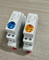 Indicateur de signal LED durable à montage sur rail, 220V AC, en plastique, bornes à vis, rouge/vert/bleu/jaune