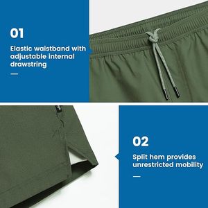 กางเกงขาสั้นสำหรับวิ่งของผู้ชายผ้าไนลอนเอวยางยืดแห้งเร็วเป็นมิตรต่อสิ่งแวดล้อม - Product Image 3