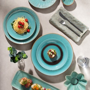 Set di <span class=keywords><strong>Piatti</strong></span> in <span class=keywords><strong>Porcellana</strong></span>, Piatto da Cena in Ceramica Smaltata Verde, <span class=keywords><strong>Servizio</strong></span> di Stoviglie per Ristorante - Product Image 1