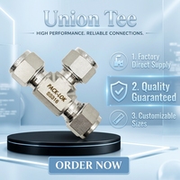 Raccord de compression en T à double ferrule en acier inoxydable 316 de 6 mm pour instrumentation haute pression