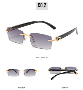 2025 Fashion Upscale Custom Mens Ivory Buffalo Horn Shape Fashion <b>Small</b> Square Trendy Rimless <b>Mirror</b> Lenses Sun Shades Glasses - Product Image 4