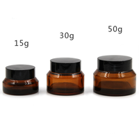 Frasco de vidrio ámbar hermético de 50ml con tapa de plástico para crema para el cuidado de la piel, crema para ojos, cosméticos