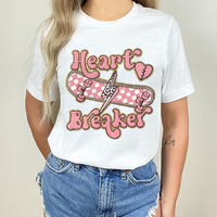 Patch en chenille Heart Breaker Skateboard, broderie à carreaux rose, badge léopard, applique éclair, thermocollant pour veste