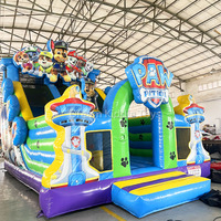 Château gonflable de patte de chien de vinyle de PVC videur sautant extérieur portatif d'enfants avec le ventilateur pour l'usage de parc et la glissière d'amusement