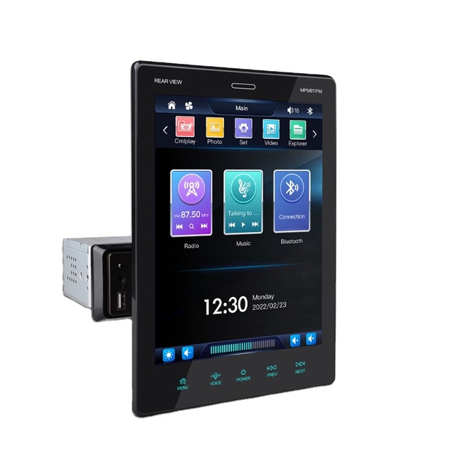 9.5'' Car MP5 Player with IPS Touch Screen 1 Din Rotary Multimedia Stereo Smart BT Voice HD Movie FM Car Radio 12V Amplifier
