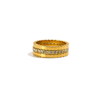 Bague géométrique en acier inoxydable plaqué or 18 carats avec pierre en zircon, 3 pièces/ensemble pour femmes, étanche