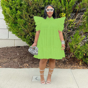 Abito in cotone plissettato a maniche a sbuffo da donna - Product Image 3