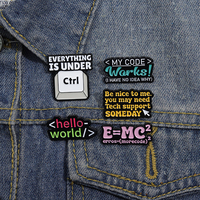 Alfileres de esmalte de código de programa de ordenador, broches personalizados de Hello World, insignias de solapa, regalo de joyería divertido para niños y amigos