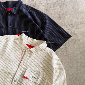 Chemise à manches courtes ample et légère en polyester 100 %, coupe décontractée, motif rayé, style streetwear, boutonnée - Product Image 2
