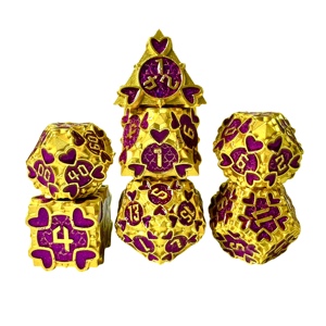 OEM Custom Logo Gold Green Zinc Alloy Polyhedral Handmade Durable Eco-Friendly Luxury Pirate Shape Dice7-Piece <b>Set</b> - Product Image 2
