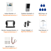 Visiophone Connecté 4 Fils Kit Interphone Vidéo Filaire avec écran Couleur 4.3"Portier Vidéo pour Une Famille Sonnette de Camera