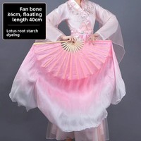 Éventail de danse carré personnalisé en soie pure à 100 %, double face, couleur dégradée longue, une paire (main gauche et droite incluses)