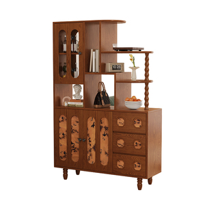 Espositore multifunzione in legno Vintage stile cinese portaoggetti decorativi porte in vetro cassetti soggiorno - Product Image 5