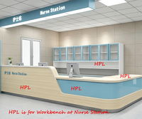 Plan de travail sur mesure pour poste infirmier, ignifuge, en HPL résistant aux produits chimiques, bureau de médecin, comptoirs en HPL anti-toxiques et antibactériens
