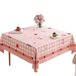 Cute Cartoon Plaid Tablecloth Square PVC Waterproof Heat Resistant Washable Home Use - Product Image 5