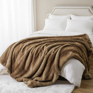 Plaid douillet et chaud Zhengtai Home Decor, en fausse fourrure de vison marron, doux et confortable - Product Image 2