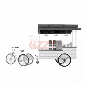 Chariot de nourriture de Cupcake de boisson de pop-corn américain, chariot de nourriture de voiture de côté personnalisé Antique de nourriture chaude avec le réfrigérateur de friteuse - Product Image 4