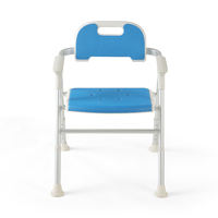 Chaise de douche et de toilette pliable robuste en aluminium YR-6501, hauteur réglable, dossier et accoudoirs rabattables, antidérapante, portable