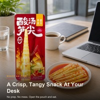 160g Solid 70% Pouch Sour Broth Pickled Bamboo Shoot Tips Stand-up Bag Crisp Food OEM ODM