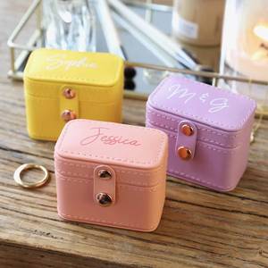 Mini PU Leather Ring Box Portable Travel Jewelry Organizer <b>Case</b> with Snap Button <b>Small</b> Jewelry Storage for Rings Earrings - Product Image 4