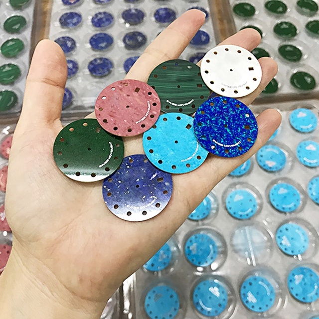 Stone Dials for Making Watches Lapis Marble Malachite White Shell Black Onyx Gemstone Watch Dials Customized Watch Parts